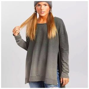 Z Supply Women’s Ombre Weekender Pullover. Deep Forest. XS